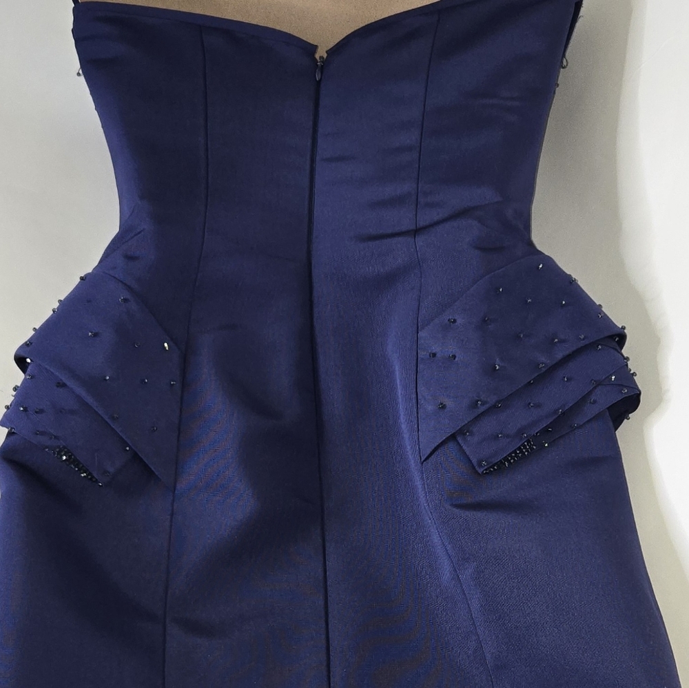 10O% Silk Olga Banartsev, Royal Blue strapless Corset  Cocktail dress size 4 - Picture 4 of 16